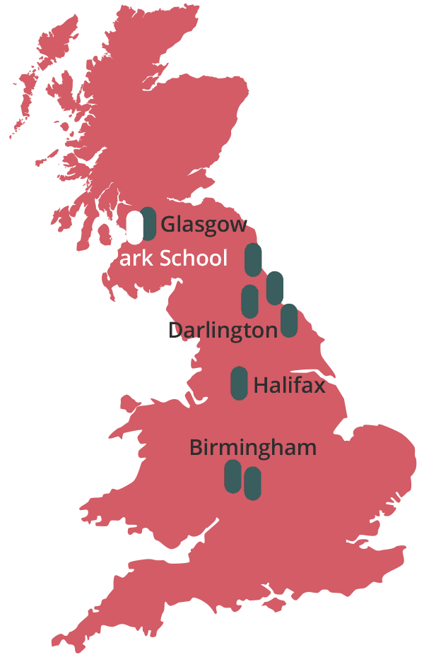 Map showing the locations of Young Foundations step-down, and specialist education, services